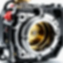 Detailed view of a Shindaiwa trimmer carburetor showcasing its intricate design.