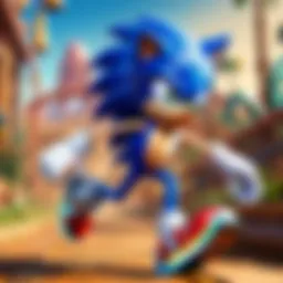 Sonic running through a vibrant level