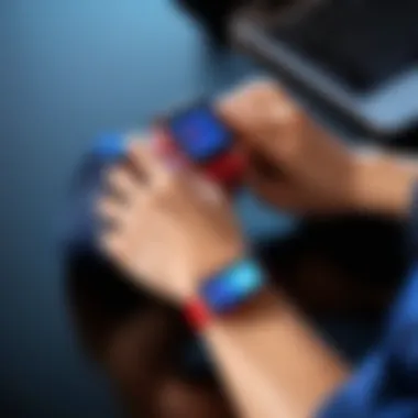 User Interaction with Spider-Man Smart Watch Fan interacting with the Spider-Man-themed smart watch, demonstrating its functionalities.