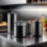 Stylish stainless steel oil container on a kitchen countertop
