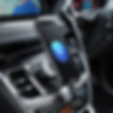 Demonstration of a magnetic phone holder in a car environment