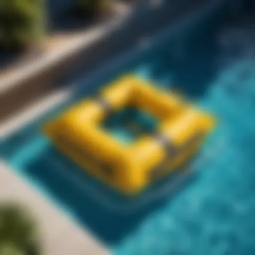Vibrant tank raft floating in a serene pool setting, demonstrating its recreational use.