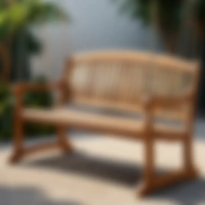 Elegant teak wood swing bench showcasing intricate craftsmanship