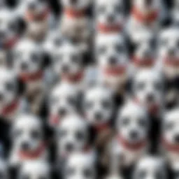 A charming collection of plush Dalmatian puppies showcasing various sizes and designs.