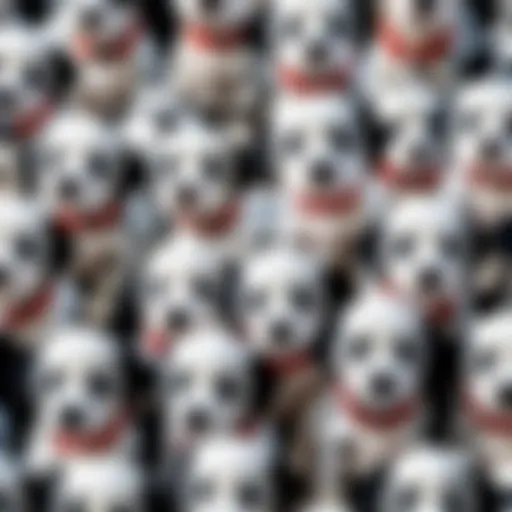 A charming collection of plush Dalmatian puppies showcasing various sizes and designs.