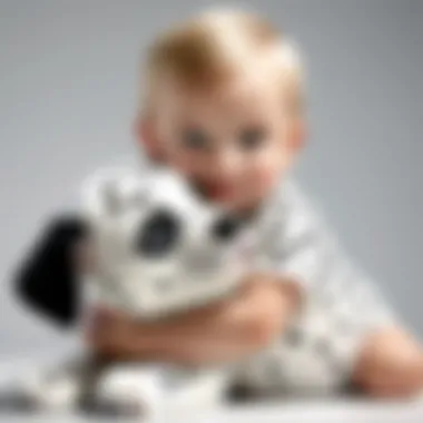 Emotional Connection with a Stuffed Dalmatian Puppy A child joyfully hugging a stuffed Dalmatian puppy, symbolizing the toy's emotional connection.