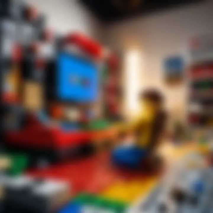 A gamer immersed in a Nintendo video game featuring LEGO elements.