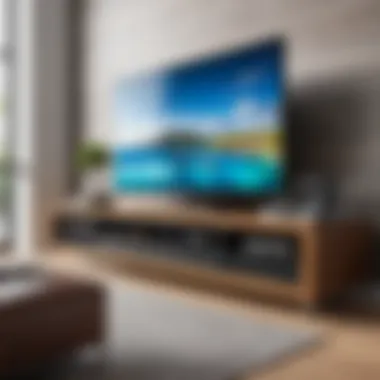 Functional Modern TV Console with AV Equipment Functional modern TV console arranged with audio-visual equipment