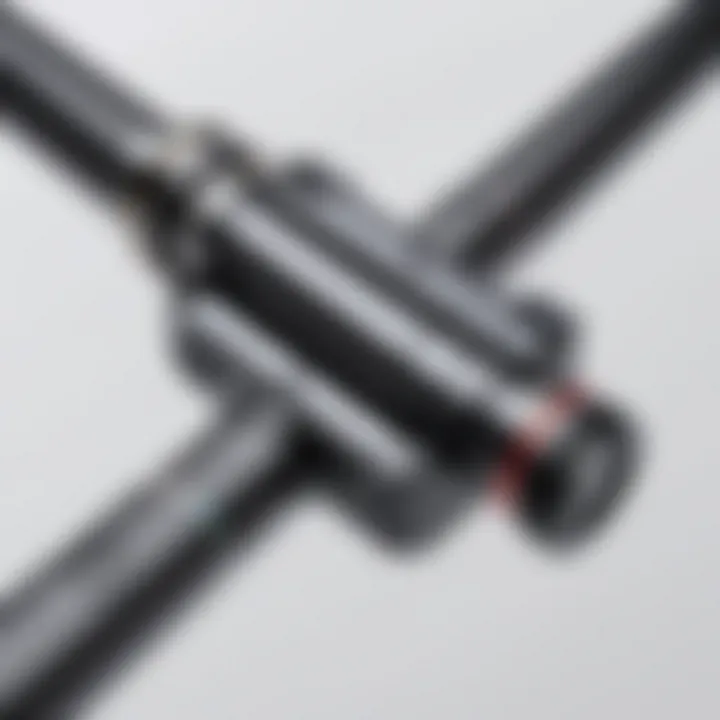 A close-up view of the adjustable features of a premium selfie stick.