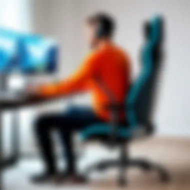 Impact on Posture While Gaming Illustration showing the positive effect of lumbar support on posture during gaming