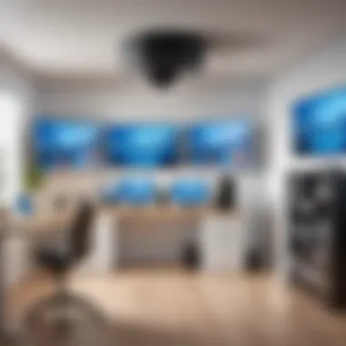 Applications of Three-Camera Backup Systems Illustration of various applications of three-camera backup systems in different settings like homes and offices.