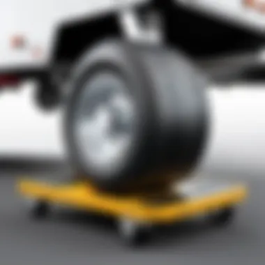 Illustration of safety considerations while using a travel trailer dolly wheel