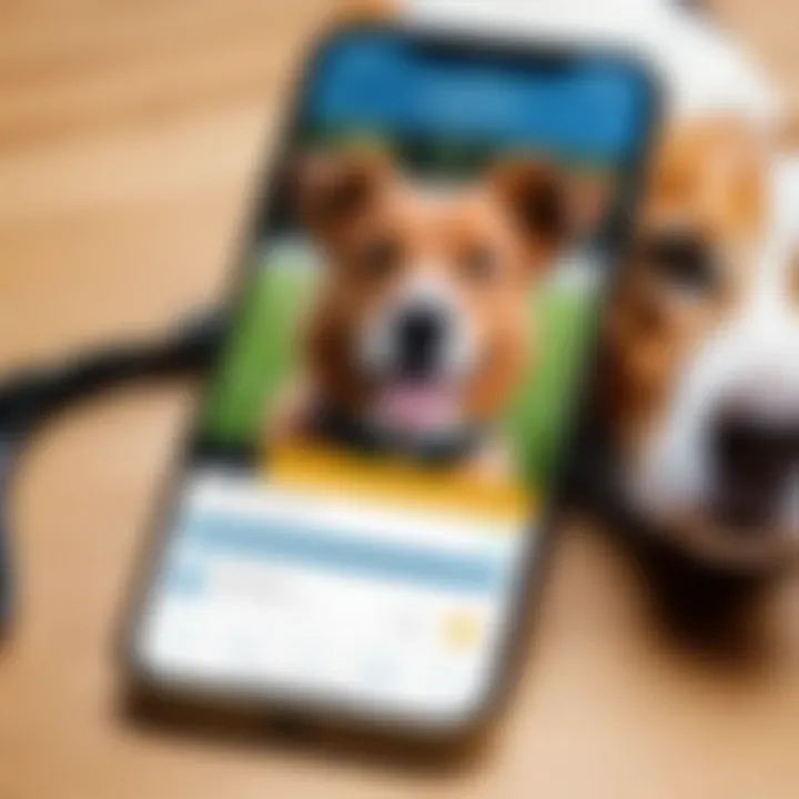 A smartphone screen showing tracking features of a dog collar.