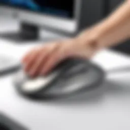 Close-up of ergonomic mouse wrist support on a desk