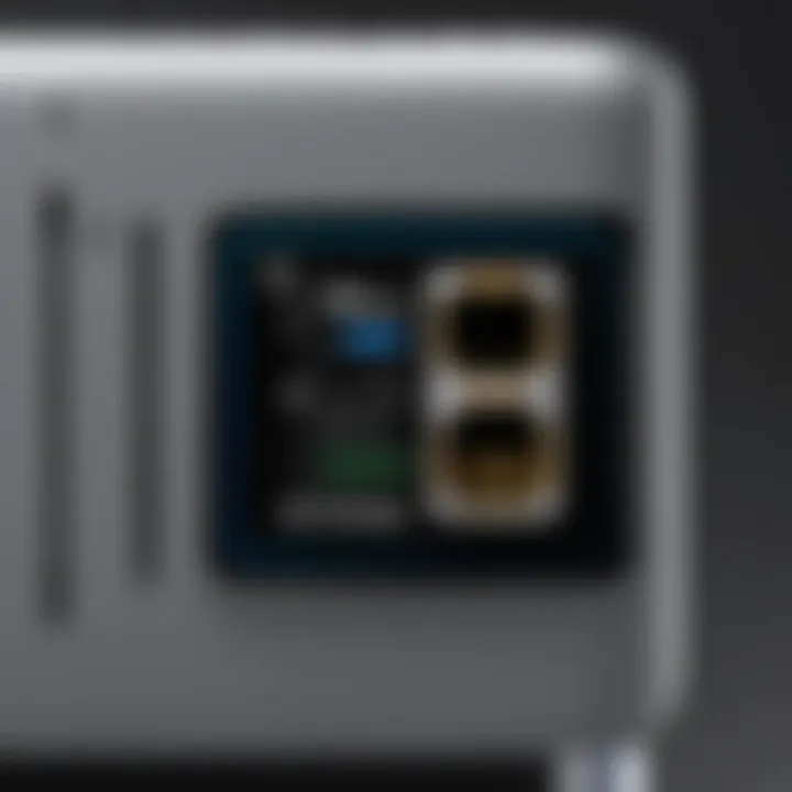 Close-up of an Ethernet port on a mobile hotspot device