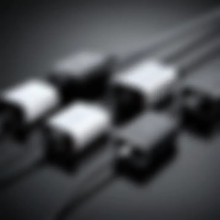 Different types of power charger cords displayed