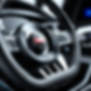 Racing Wheel Buttons and Features Close-up of racing wheel buttons and features
