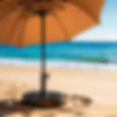 Maintenance tips for sand weighted umbrella stands illustrated with clear visuals.