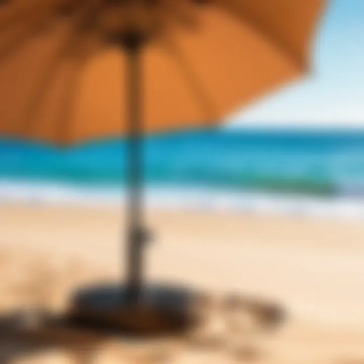 Maintenance tips for sand weighted umbrella stands illustrated with clear visuals.