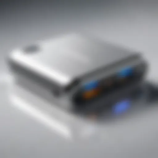 A modern power bank showcasing diverse charging ports and design features.