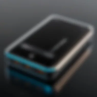 A close-up of a power bank displaying its specifications and capacity details.