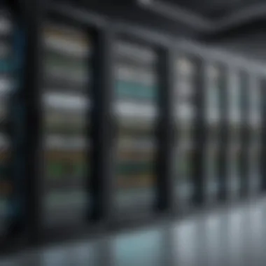 Sophisticated Server Rack in a Data Center A sophisticated server rack showcasing multiple servers in a data center