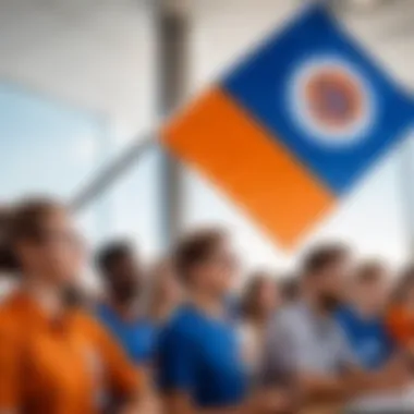 Students proudly displaying the UF flag during a school event