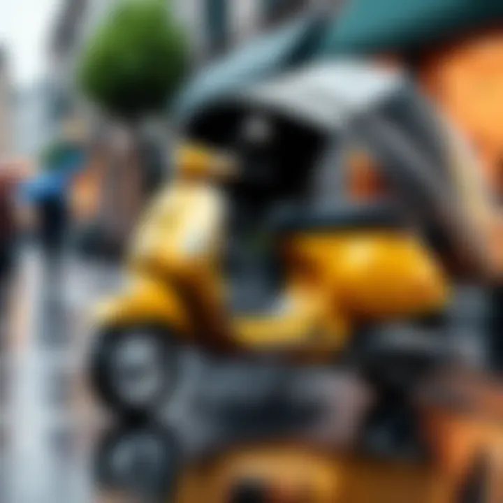 Vespa scooter under cover, shielded from rain and sunlight.