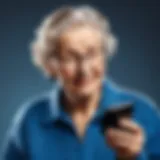 A senior enjoying the features of an unlocked cell phone.