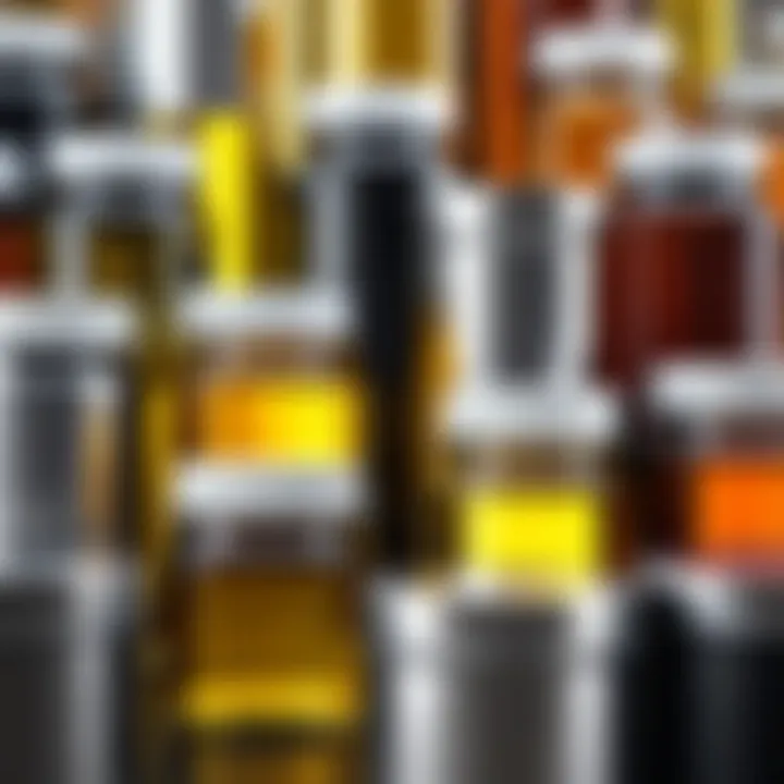 Variety of oils stored in stainless steel containers