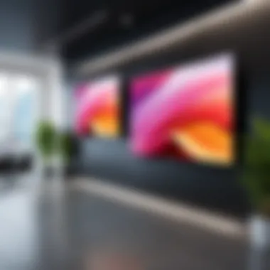 Innovative Digital Signage in Corporate Settings Innovative digital signage setup illustrating diverse applications in a corporate environment