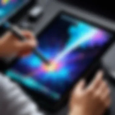 Creative professional using Wacom tablet for digital art