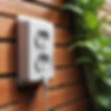 Weatherproof power outlet in outdoor setting