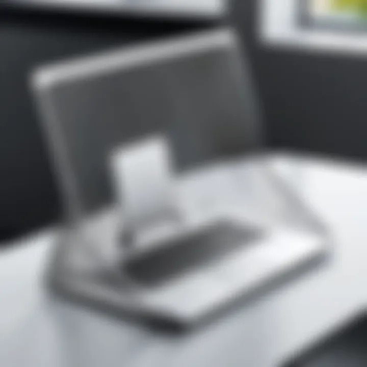 Aesthetic appeal of a wire mesh laptop stand in a modern workspace