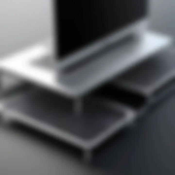 Various sizes of wire mesh laptop stands for different devices
